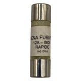 Fusível Cartucho Rápido 14x51mm Mena 12A 500v - Cabo Eletro