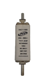 Fusível Retardado DCA NH00 3AC1 115G 25A 500V Kit 3 Pç - Cabo Eletro