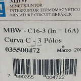 Disjuntor Tripolar WEG MBW C16 3P 230/400v 3 kA - Cabo Eletro