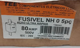 Fusível Ultra Rápido TEE NH0 aR 80A 500v 120kA - Cabo Eletro
