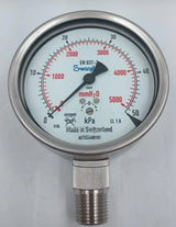 Manômetro Swagelok 0-50kPa 0-5000mmH2O 1/2BSP DN 100mm - Cabo Eletro