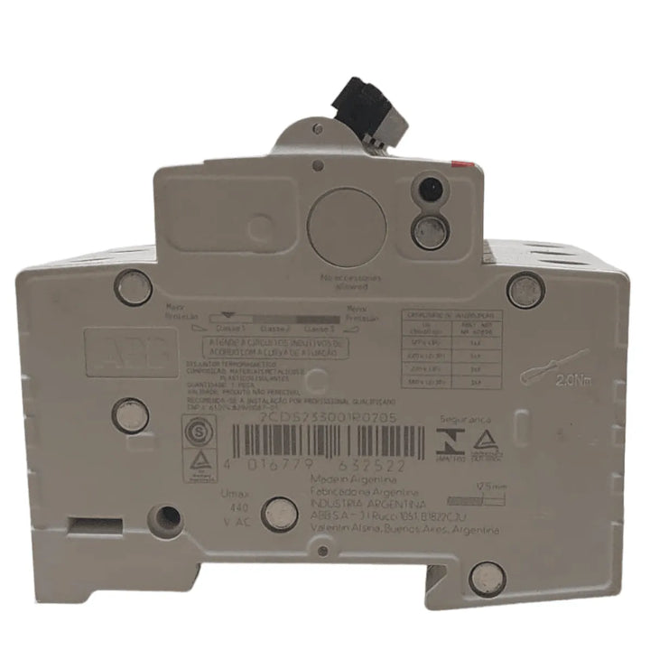 Disjuntor Tripolar ABB SH 203T B20 20A 40V 3KA - Cabo Eletro