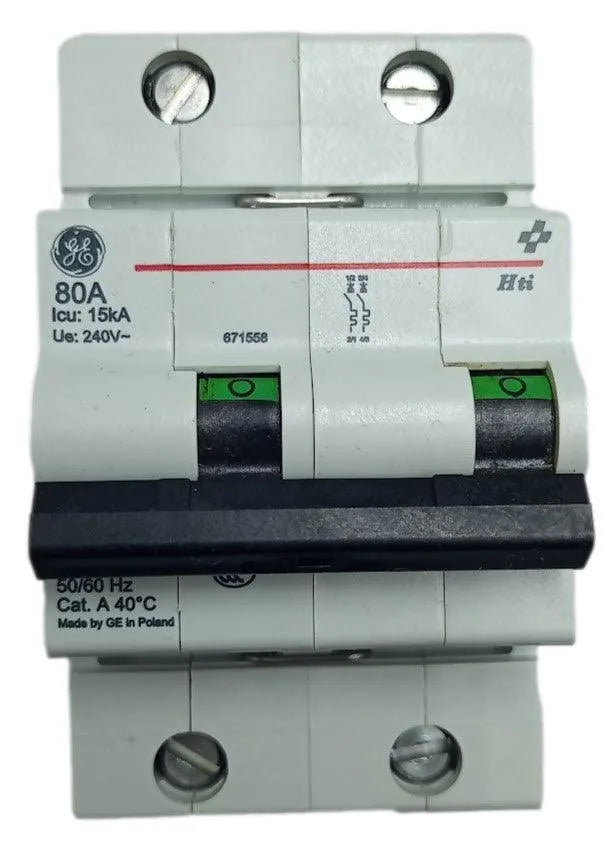 Disjuntor Bipolar GE HTI102D80 2P D080 240v 15kA - Cabo Eletro