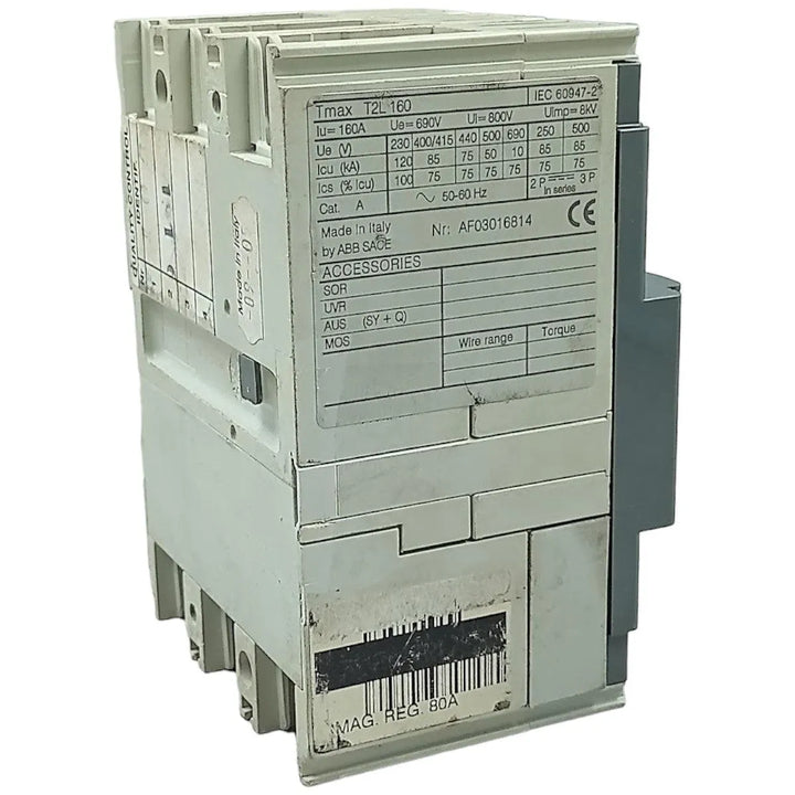 Disjuntor Caixa Moldada ABB Sace Tmax T2L 160 80A 690v 8kV - Cabo Eletro