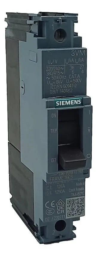 Disjuntor Caixa Moldada Monopolar Siemens 3VM1112-4ED12-0AA0 - Cabo Eletro