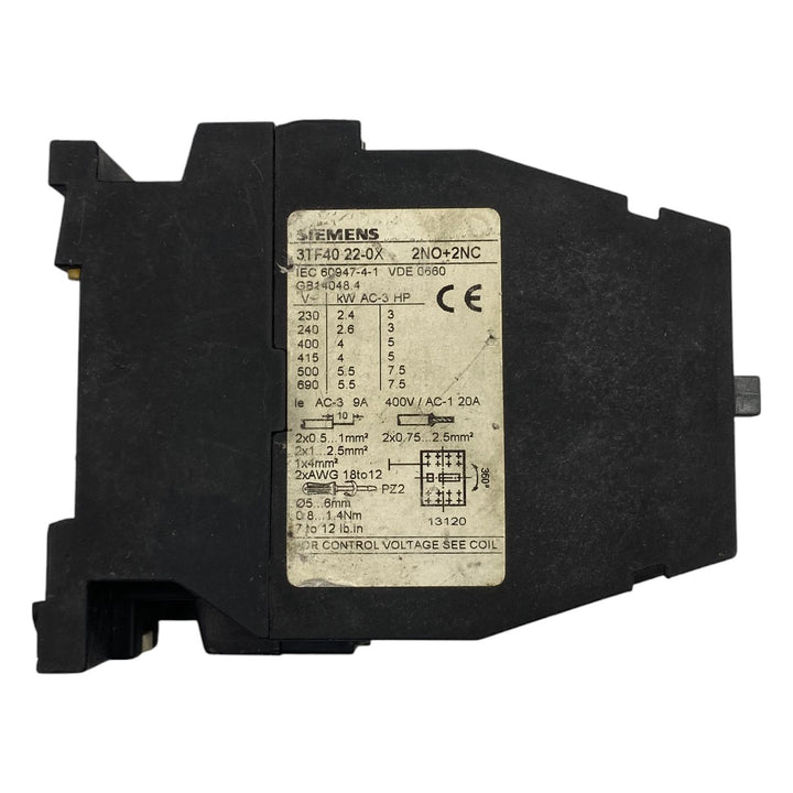 Contator Siemens 3TF40 22-0X 220V 50/60Hz 2NA+2NF - Cabo Eletro