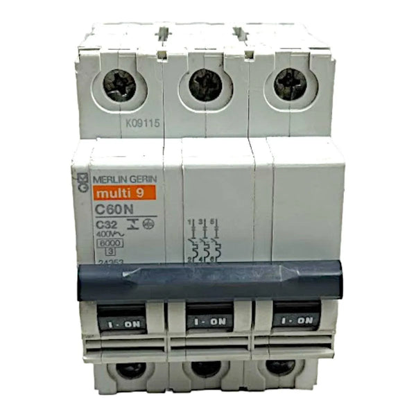 Disjuntor Tripolar Merlin Gerin C60N C32 Curva C 400v 6kA - Cabo Eletro