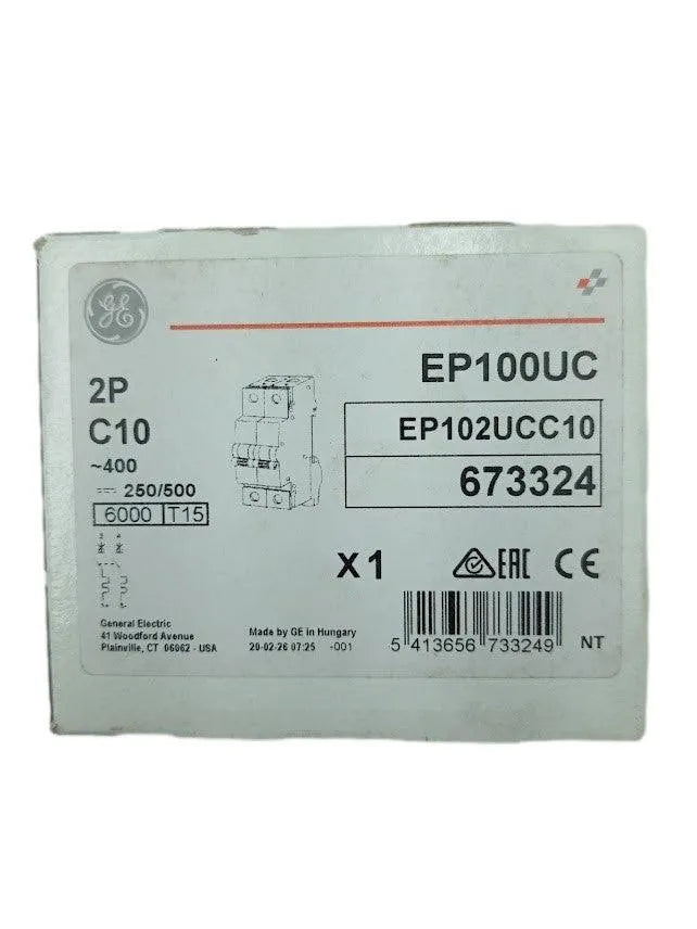 Disjuntor Bipolar GE EP100UC EP102UCC10 C 10A 400v 6kA - Cabo Eletro