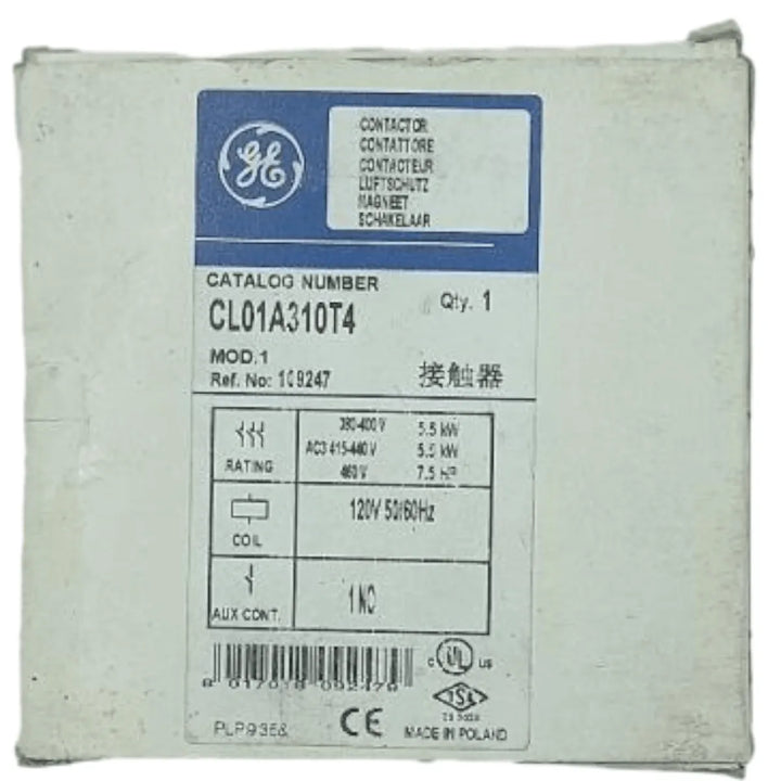 Contator Auxiliar GE CL01A310T 120v 50/60Hz 25A - Cabo Eletro