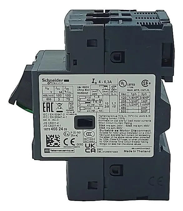 Disjuntor Motor Schneider GV2ME10 4-6,3A 690v - Cabo Eletro