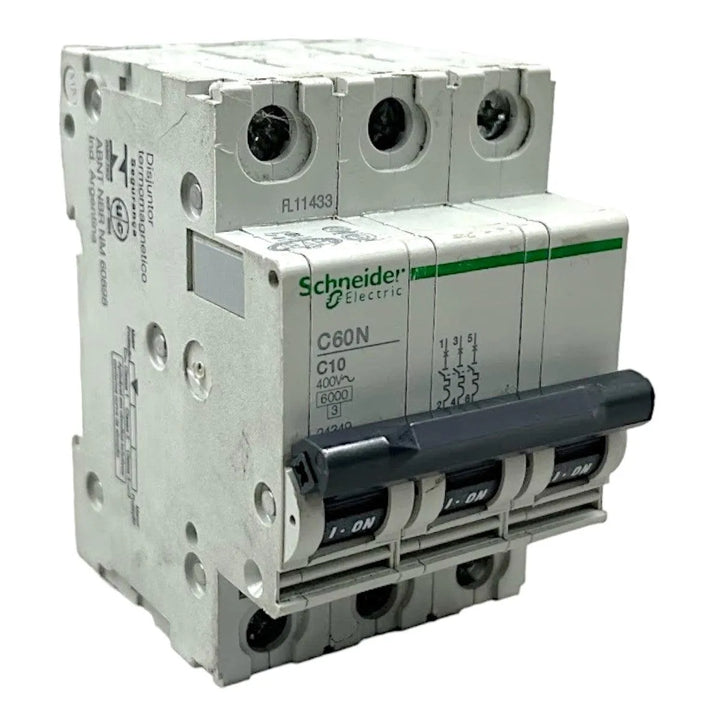 Disjuntor Tripolar Schneider C60N C10 Curva C 10A 400V - Cabo Eletro