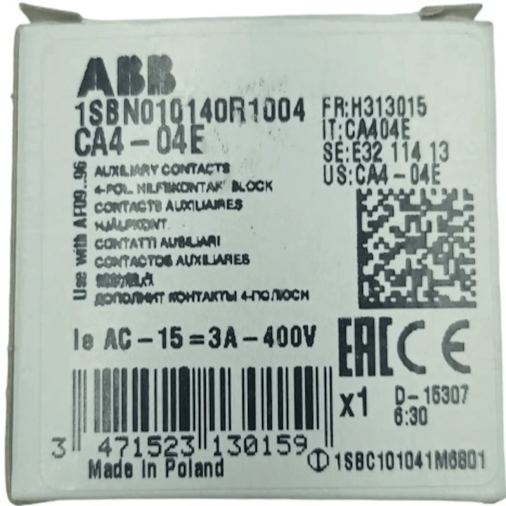 Contator Auxiliar ABB CA4-04E AC-15=3A-400v - Cabo Eletro