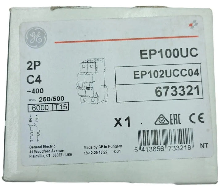 Disjuntor Bipolar GE EP100UC EP102UCC04 673321 C 4A 400v 6kA - Cabo Eletro