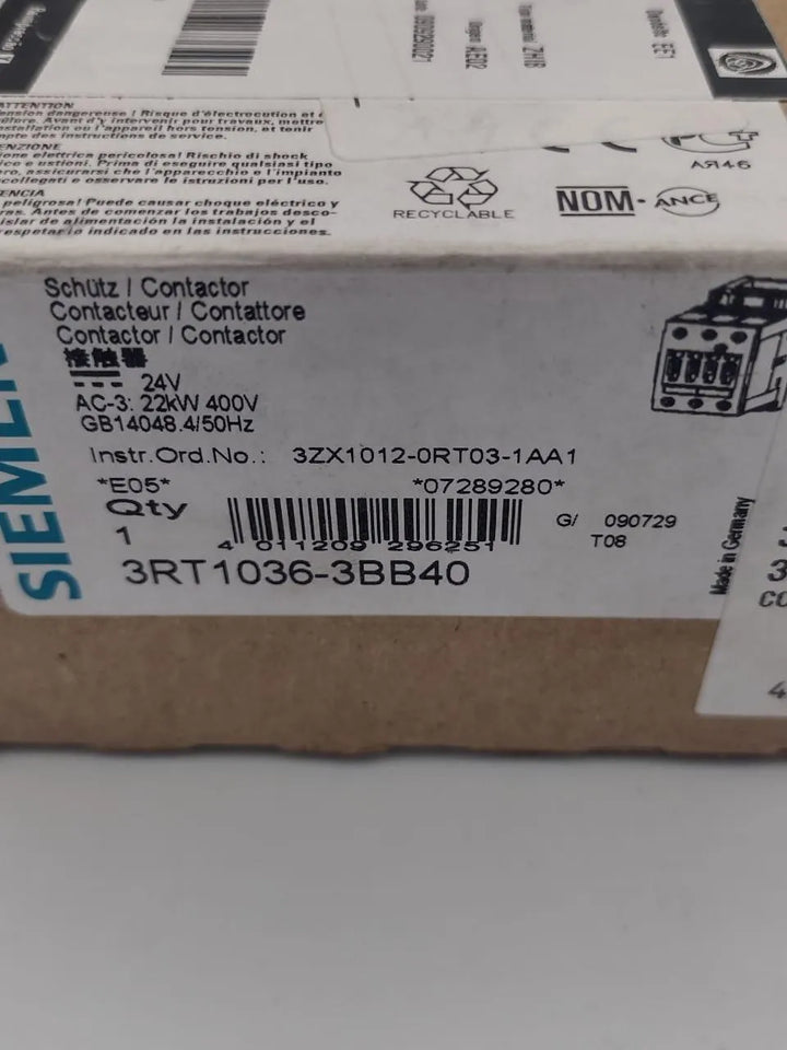 Contator Siemens 3rt1036-3bb40 60a 690v - Cabo Eletro