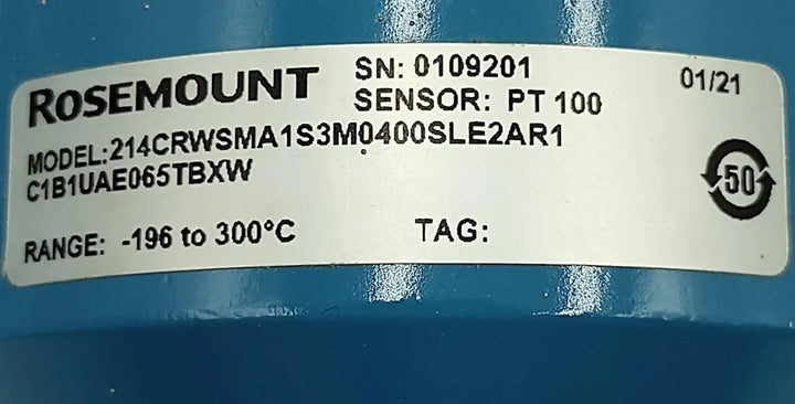 Sensor de Temperatura Rosemount 214CRWS PT 100 -196 to 300°C - Cabo Eletro