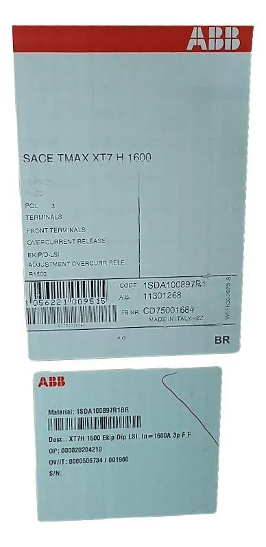 Disjuntor Tripolar ABB Sace Tmax XT7 H 1600 1600A 690v 8kA - Cabo Eletro