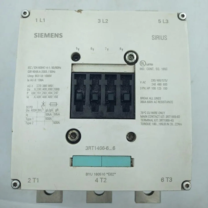 Contator Tripolar Siemens 3RT1466-6AP36 220-240v 50/60Hz - Cabo Eletro