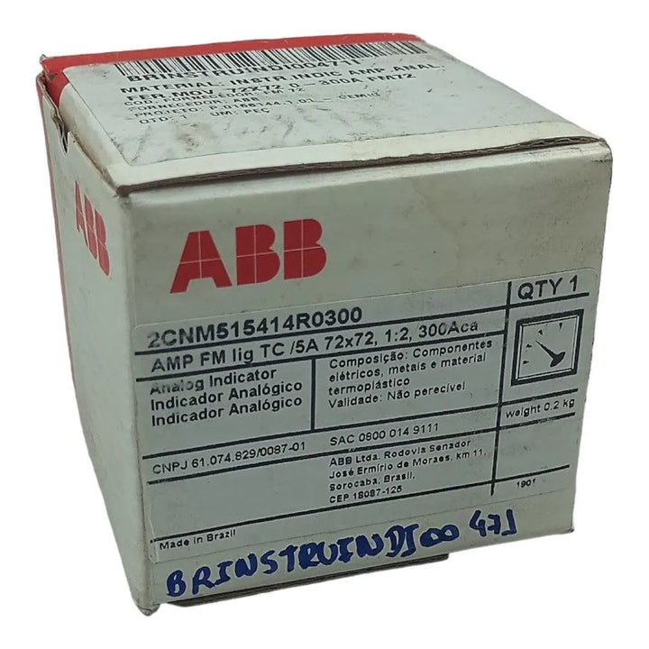 Amperimetro ABB 2CNM515414R0300 AMP FM LIG TC / 5A 72X72 - Cabo Eletro