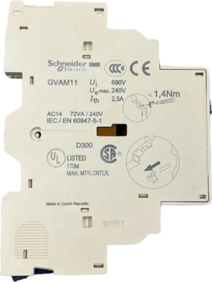 Bloco de Contator Auxiliar Lateral SCHNEIDER GVAM11 690V - Cabo Eletro