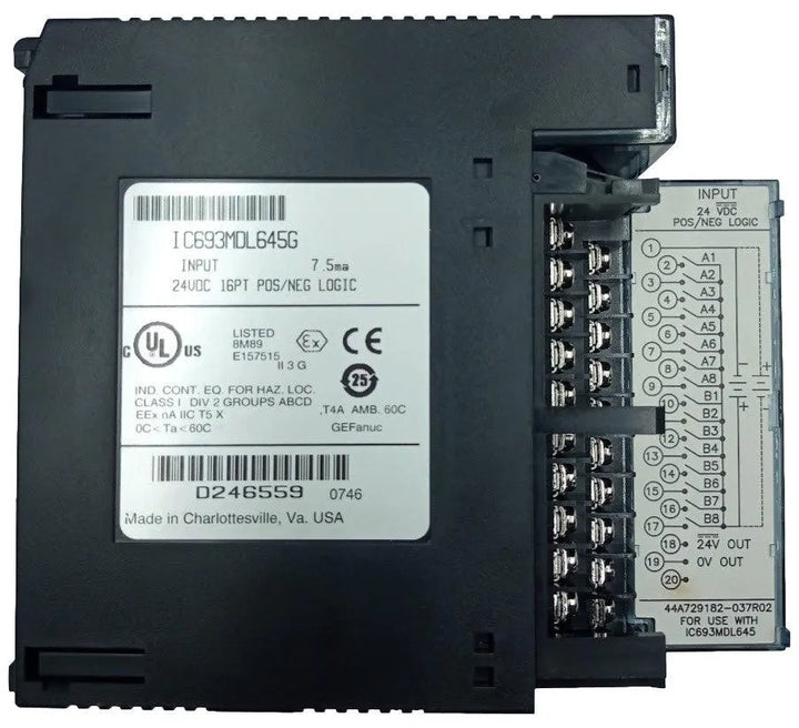 Módulo de Entrada GE IC693MDL645G 7.5mA 24vdc 16PT - Cabo Eletro