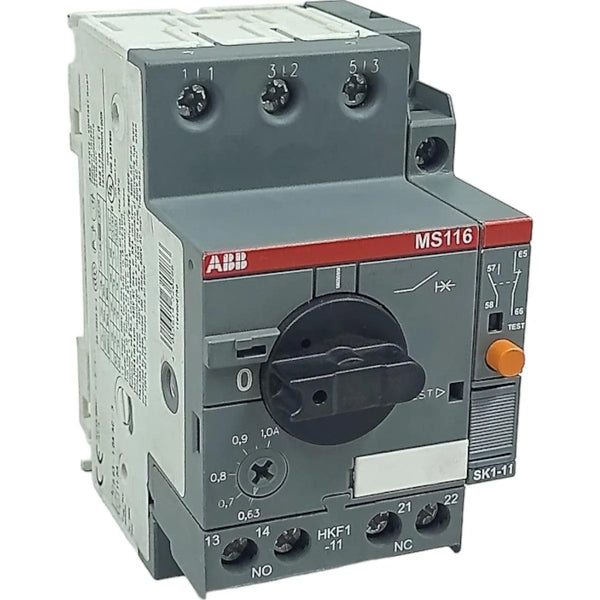 Disjuntor Motor ABB MS116-1.0 0.63-1.0A + SK1-11 - Cabo Eletro