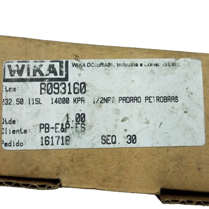 Manômetro Wika 0/14000 KPA 50X115mm 1/2 NPT - Cabo Eletro