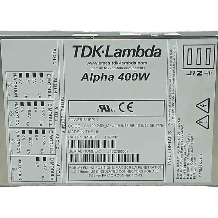 Fonte de Alimentação TDK-LAMBDA CA400 24D_MFU 400W 7A - Cabo Eletro