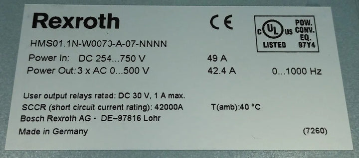 Inversor Modular Rexroth HMS01.1NW0070-A-07-NNNN - Cabo Eletro