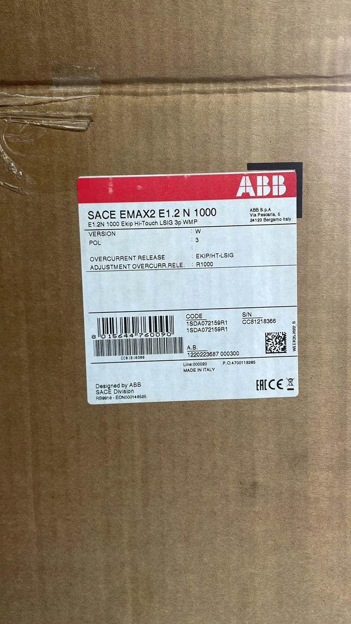 Disjuntor Tripolar ABB SACE EMAX2 E1.2 N 1000 1000A 690v - Cabo Eletro