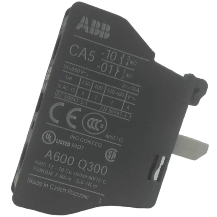 Bloco de Contato Auxiliar ABB CA5-01 690V 16A (KIT 5 PÇS) - Cabo Eletro