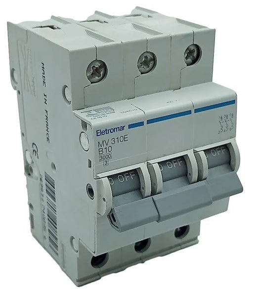 Disjuntor Tripolar Eletromar MV310E B 10A 220/380v 3 kA - Cabo Eletro
