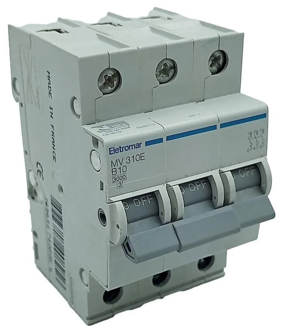 Disjuntor Tripolar Eletromar MV310E B 10A 220/380v 3 kA - Cabo Eletro