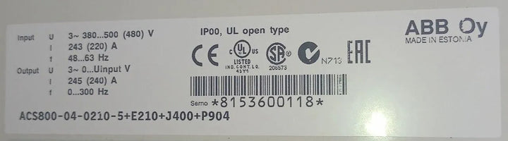 Inversor de Frequência ABB ACS800-04-0210-5+E210+J400+P904 - Cabo Eletro