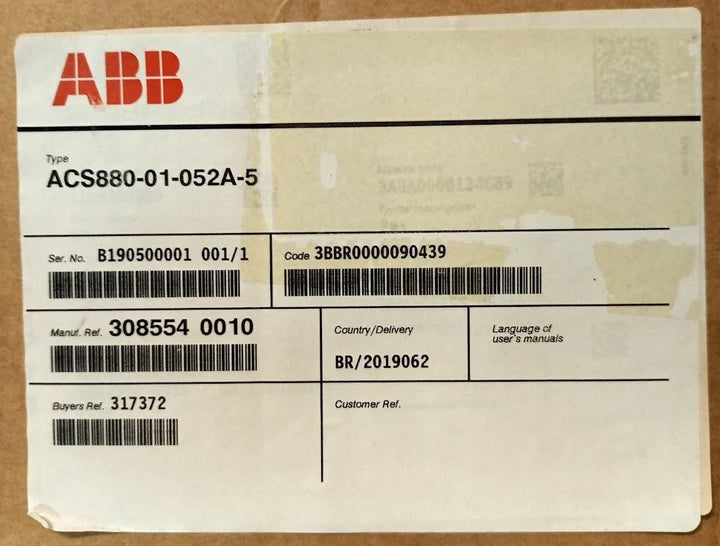 Inversor de Frequência ABB ACS880-01-052A-5 52A 30kW (40cV) - Cabo Eletro