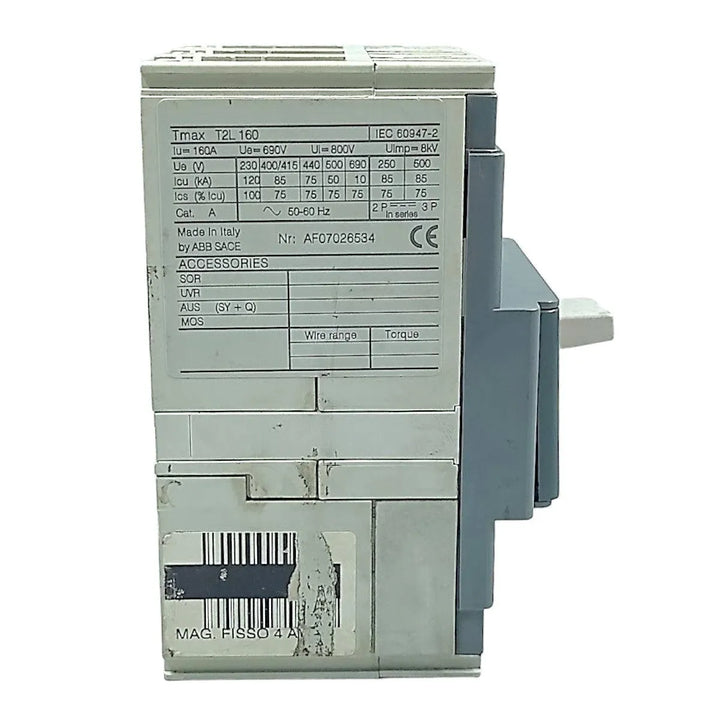 Disjuntor Caixa Moldada ABB Sace Tmax T2L 160 4A 690V 8KV - Cabo Eletro