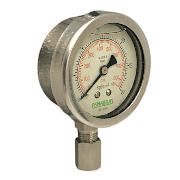 Manômetro Famabras DN 58mm 0 a 60KGF/CM² x 0 a 850Psi 1/2NPT - Cabo Eletro