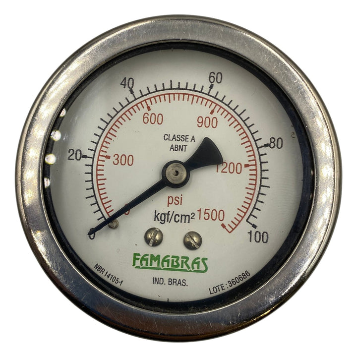 Manômetro Famabras DN 63mm 0 a 100kgf/cm² x 0 a 1500psi 1/4 - Cabo Eletro