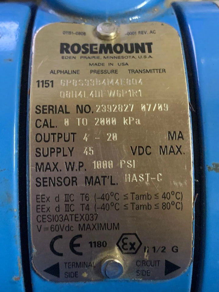 Transmissor de Pressão Rosemount 1151GP8S33B4M4E804Q8H4L4 - Cabo Eletro