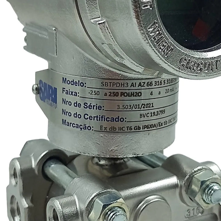 Transmissor de Pressão Sabi SBTPDH3 -250 a 250 POLH2O - Cabo Eletro