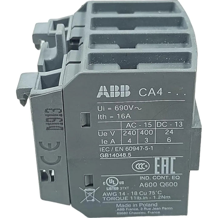 Contator Auxiliar ABB CA4-22M 690V~ 16A AC-15=3A-400V - Cabo Eletro