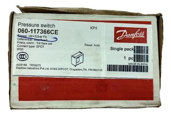 Pressostato Danfoss 060-117366CE 8 a 32 BAR 1/4 - Cabo Eletro