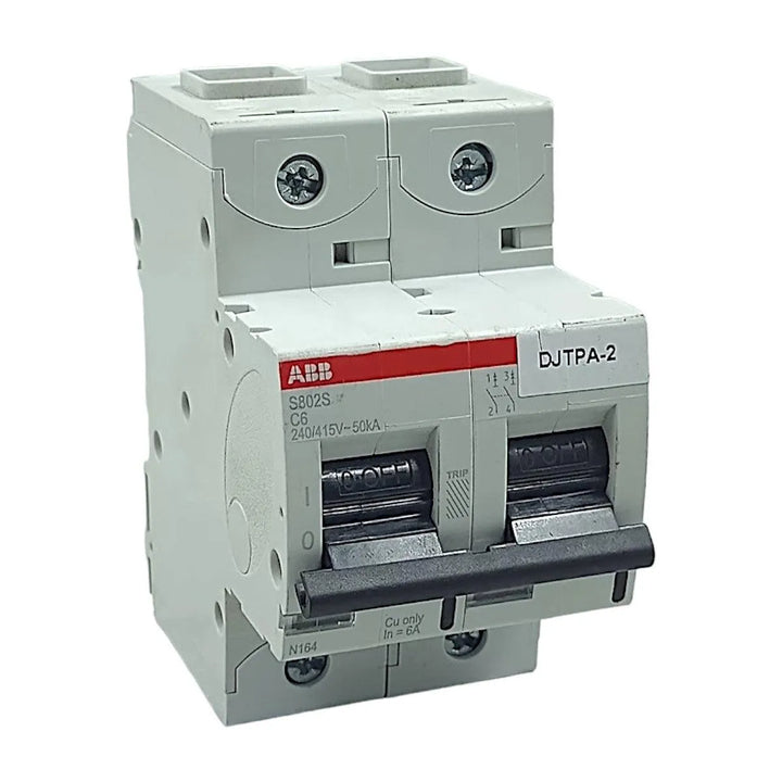 Disjuntor Bipolar MCB ABB S802S-C6 Curva C 415V 50kA - Cabo Eletro