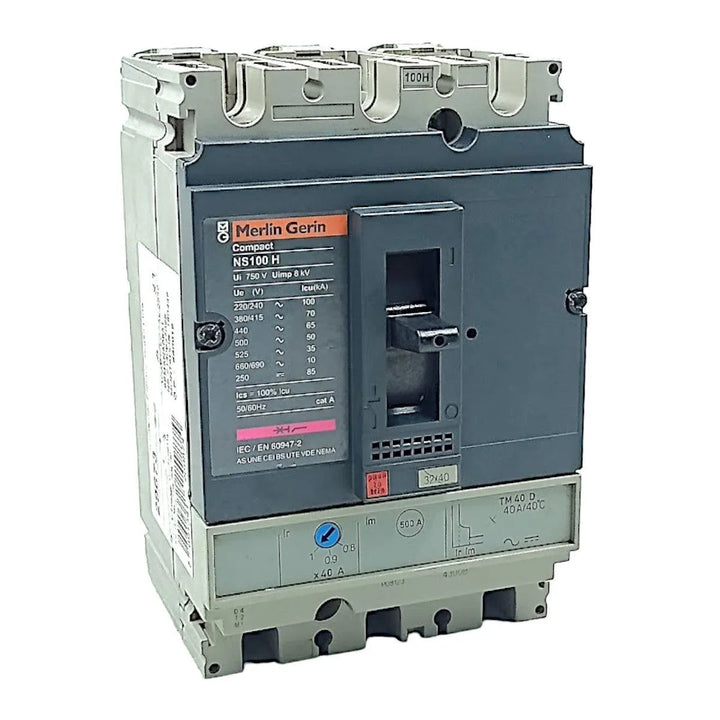 Disjuntor Caixa Moldada Merlin Gerin NS100H 750V 8KV 40A - Cabo Eletro