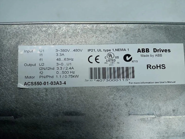 Inversor de Frequência ABB ACS550-01-03a-4 3,3A 380/480V - Cabo Eletro