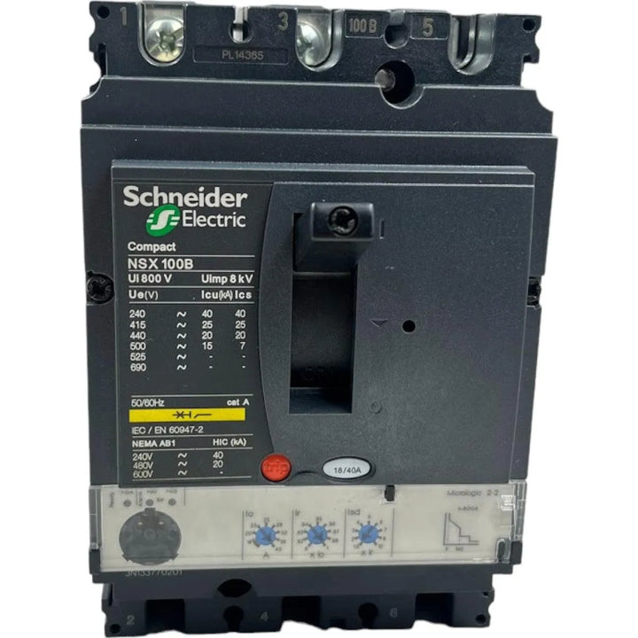 Disjuntor Caixa Moldada Schneider NSX100B 18/40A 800v 8kV - Cabo Eletro