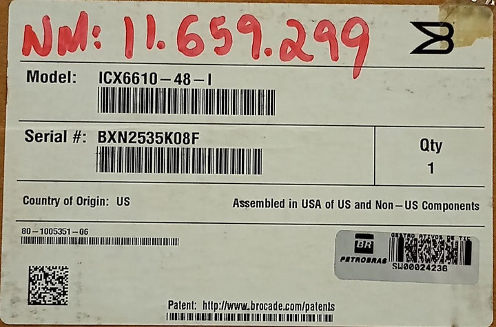 Switch Brocade ICX6610-48-I RJ-45 de 48 Portas - Cabo Eletro