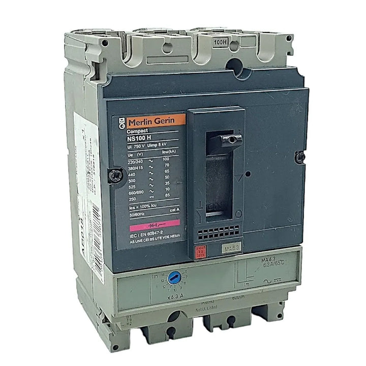 Disjuntor Caixa Moldada Merlin Gerin NS100H 750V 8KV x6.3A - Cabo Eletro