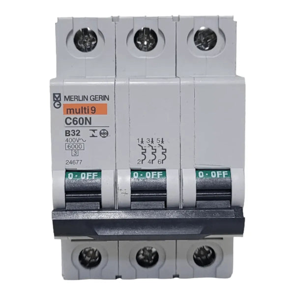 Disjuntor Tripolar Merlin Gerin C60N B32 Curva B 32A 400v - Cabo Eletro