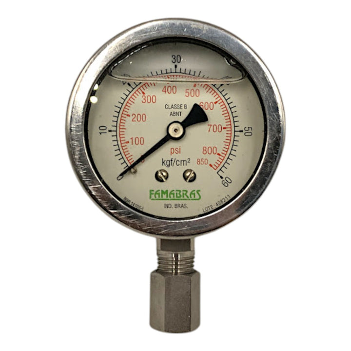 Manômetro Famabras DN 58mm 0 a 60KGF/CM² x 0 a 850Psi 1/2NPT - Cabo Eletro