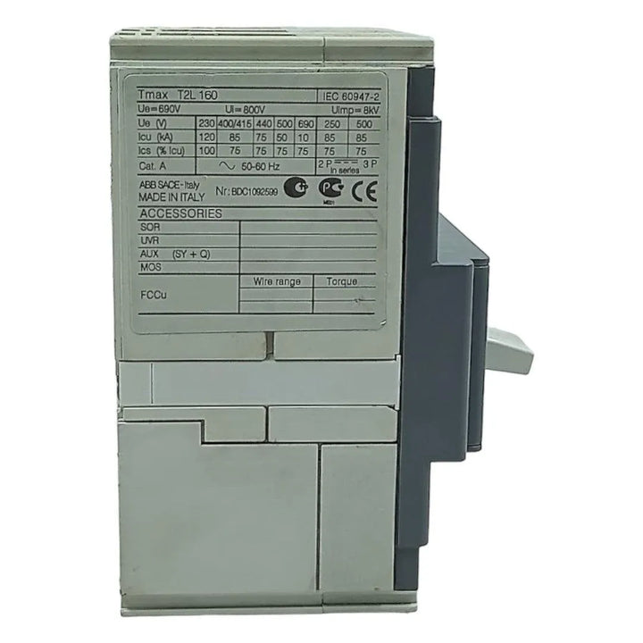 Disjuntor Tripolar Caixa Moldada ABB T2L 160 52A 690v 8kV 3P - Cabo Eletro